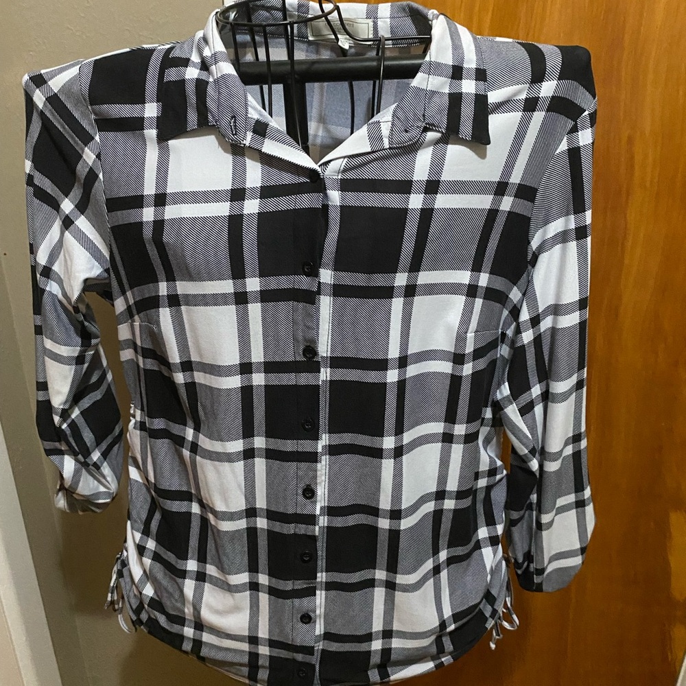 Plaid Black and White Women's Top